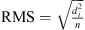 $ \mathrm{RMS}=\sqrt{\frac{{d}_i^2}{n}}$
