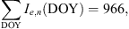 $$ \sum_{\mathrm{DOY}} {I}_{e,n}(\mathrm{DOY})=966, $$