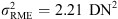 $ {\sigma }_{\mathrm{RME}}^2=2.21\mathrm{\enspace D}{\mathrm{N}}^2$