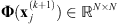 $ \mathbf{\Phi }({\mathbf{x}}_j^{(k+1)})\in {\mathbb{R}}^{N\times N}$
