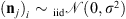 $ ({\mathbf{n}}_j{)}_i{\mathrm{\enspace }\sim \mathrm{\enspace }}_{\mathrm{i}\mathrm{id}}\mathcal{N}(0,{\sigma }^2)$