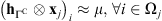 $ {\left({\mathbf{h}}_{{\mathrm{\Gamma }}^{\mathrm{C}}}\otimes {\mathbf{x}}_j\right)}_i\approx \mu,\enspace \forall i\in {\mathrm{\Omega }}_j$