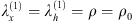 $ {\lambda }_x^{(1)}={\lambda }_h^{(1)}=\rho ={\rho }_0$