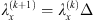 $ {\lambda }_x^{(k+1)}={\lambda }_x^{(k)}\Delta $