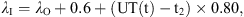 $$ {\lambda }_{\mathrm{I}}={\lambda }_{\mathrm{O}}+0.6+\left(\mathrm{UT}\left(\mathrm{t}\right)-{\mathrm{t}}_2\right)\times 0.80, $$