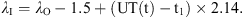 $$ {\lambda }_{\mathrm{I}}={\lambda }_{\mathrm{O}}-1.5+\left(\mathrm{UT}\left(\mathrm{t}\right)-{\mathrm{t}}_1\right)\times 2.14. $$