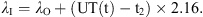 $$ {\lambda }_{\mathrm{I}}={\lambda }_{\mathrm{O}}+\left(\mathrm{UT}\left(\mathrm{t}\right)-{\mathrm{t}}_2\right)\times 2.16. $$