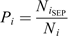 $$ {P}_i=\frac{{N}_{{i}_{\mathrm{SEP}}}}{{N}_i} $$