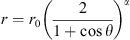 $$ r={r}_0{\left(\frac{2}{1+\mathrm{cos}\theta }\right)}^{\alpha } $$