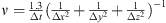 $ \nu =\frac{1.3}{\Delta t}(\frac{1}{\Delta {x}^2}+\frac{1}{\Delta {y}^2}+\frac{1}{\Delta {z}^2}{)}^{-1}$