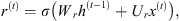$$ {r}^{(t)}=\sigma \left({W}_r{h}^{(t-1)}+{U}_r{x}^{(t)}\right), $$