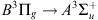 $ {B}^3{\mathrm{\Pi }}_g\to {A}^3{\mathrm{\Sigma }}_u^{+}$