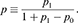 $$ p\equiv \frac{{p}_1}{1+{p}_1-{p}_0}. $$