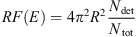 $$ {RF}(E)=4{\pi }^2{R}^2\frac{{N}_{\mathrm{det}}}{{N}_{\mathrm{tot}}} $$
