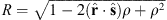 $ R=\sqrt{1-2(\widehat{\mathbf{r}}\cdot \widehat{\mathbf{s}})\rho +{\rho }^2}$