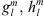 $ {g}_l^m,\enspace {h}_l^m$