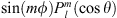 $ \mathrm{sin}({m\phi }){P}_l^m(\mathrm{cos}\theta )$