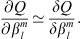 $$ \frac{{\partial Q}}{\partial {\beta }_l^m}\simeq \frac{{\delta Q}}{\delta {\beta }_l^m}. $$