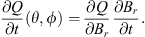 $$ \frac{{\partial Q}}{{\partial t}}\left(\theta,\phi \right)=\frac{{\partial Q}}{\partial {B}_r}\frac{\partial {B}_r}{{\partial t}}. $$