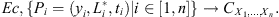 $$ {Ec},\{{P}_i=({y}_i,{L}_i^{\mathrm{*}},{t}_i)|i\in [1,n]\}\to {C}_{{X}_1,\dots,{X}_n}. $$