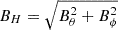 Mathematical equation: $ B_H=\sqrt{B_\theta^2 + B_\phi^2} $