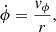 Mathematical equation: $$ {\dot \phi }=\frac{{v}_{\phi }}{r}, $$