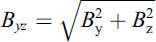 Mathematical equation: $$ {B}_{\textrm{y}\textrm{z}}=\sqrt{B_{\textrm{y}}^2+{B}_{\textrm{z}}^2} $$