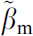 Mathematical equation: $ {\stackrel{\tilde }{\beta }}_{\mathrm{m}}$