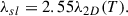 Mathematical equation: $$ \begin{aligned} \lambda _{sl} = 2.55 \lambda _{2D} (T). \end{aligned} $$
